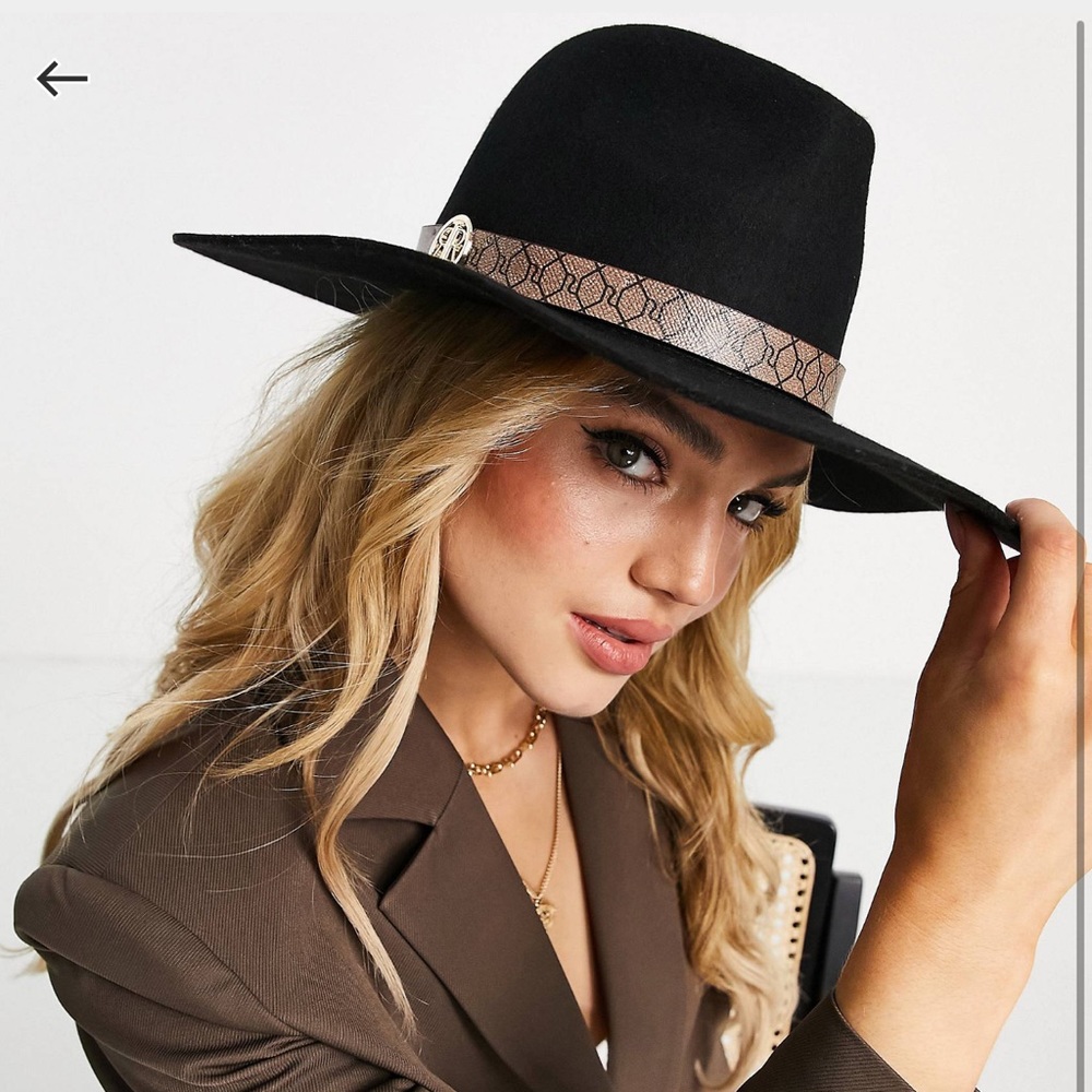 River Island Wide brim branded fedora hat